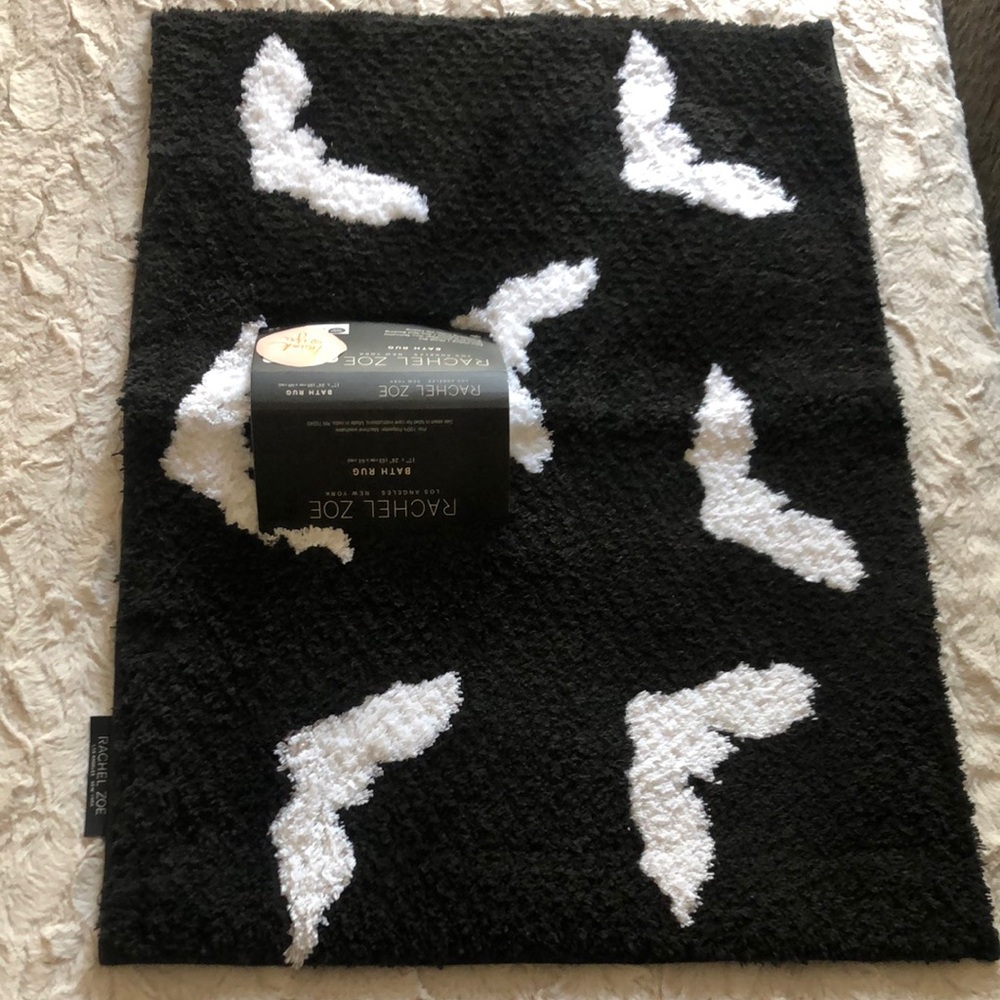 Rachel Zoe Black and White BATS Bath Rug Mat